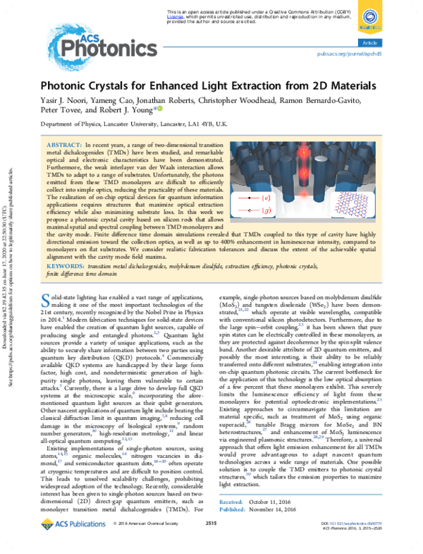 (PDF) Photonic Crystals for Enhanced Light Extraction from 2D Materials