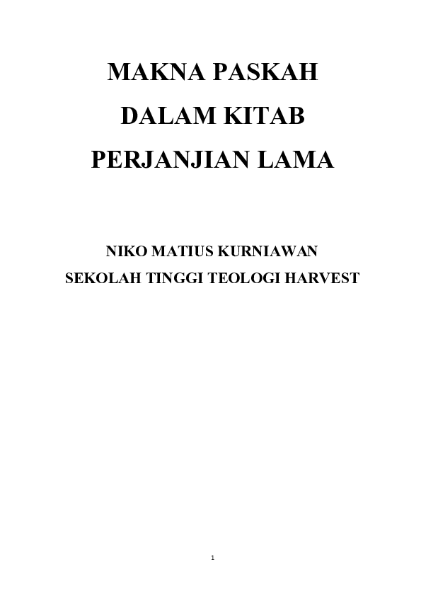 Doc Makna Paskah Dalam Kitab Perjanjian Lama Niko Kurniawan Academia Edu