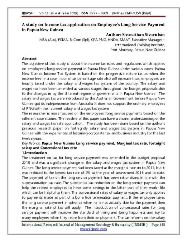(PDF) A study on Income tax application on Employee’s Long Service ...