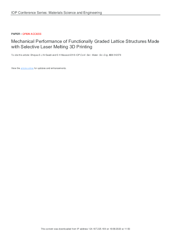 (PDF) Mechanical Performance of Functionally Graded Lattice Structures ...