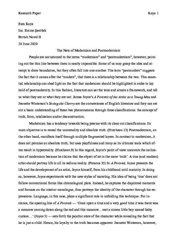 (PDF) The Nets of Modernism and Postmodernism