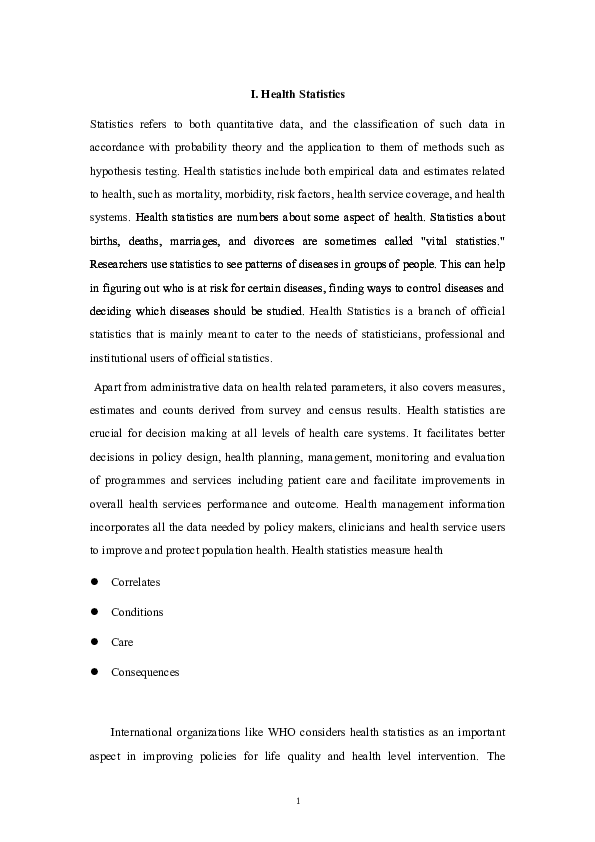 (DOC) Health Statistics and Health Indicators