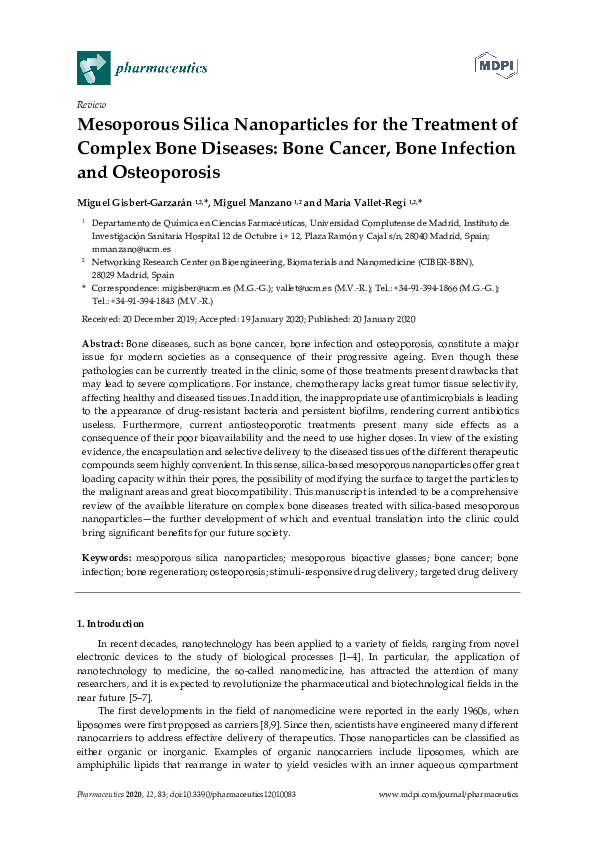 (PDF) Mesoporous Silica Nanoparticles for the Treatment of Complex Bone ...