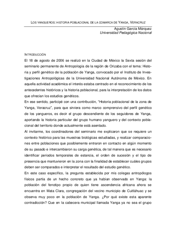 (PDF) Los yangueros: historia poblacional de la comarca de Yanga ...