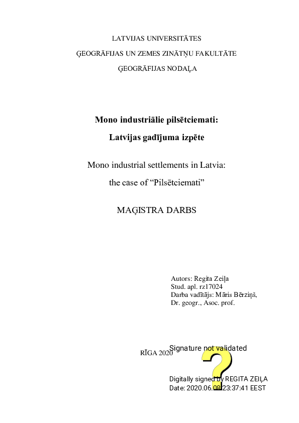 (PDF) Mono industrial settlements in Latvia: the case of 
