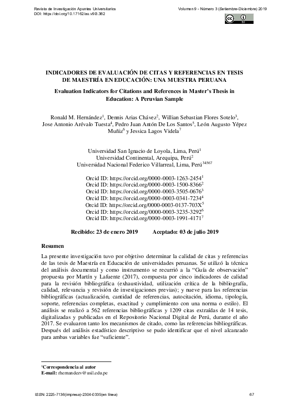 (PDF) Evaluation Indicators for Citations and References in Master's ...