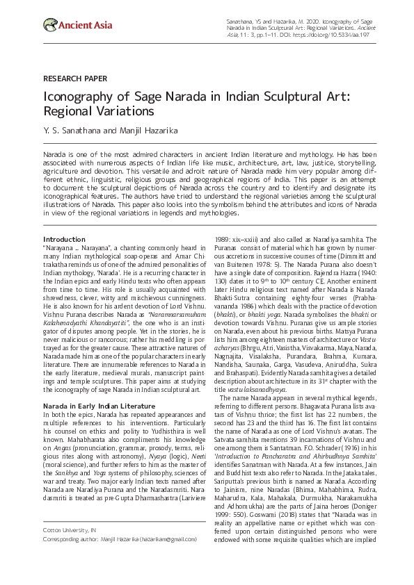 (PDF) Iconography of Sage Narada in Indian Sculptural Art Regional
