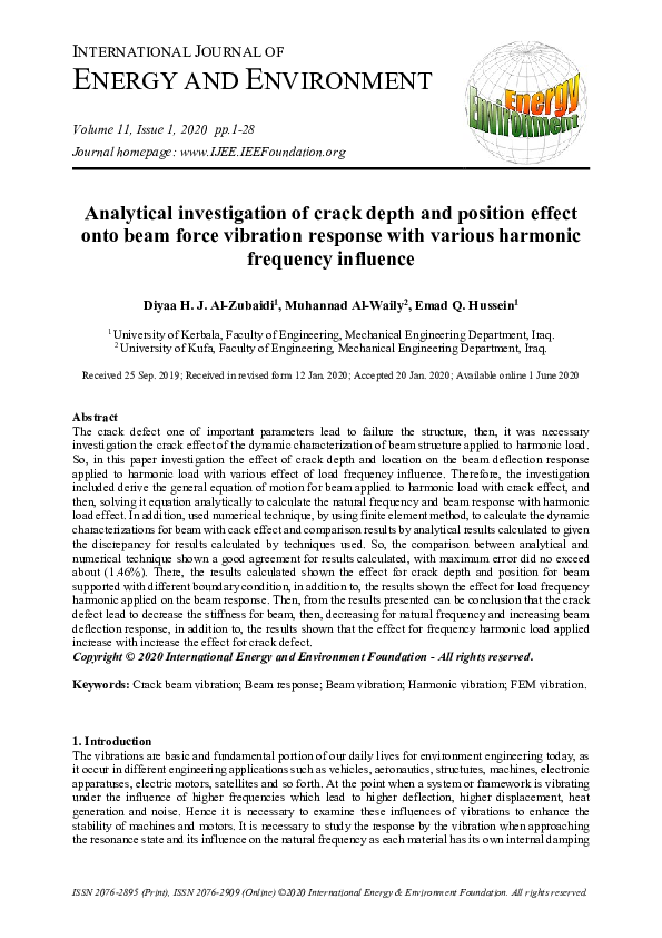 (PDF) Analytical investigation of crack depth and position effect onto ...