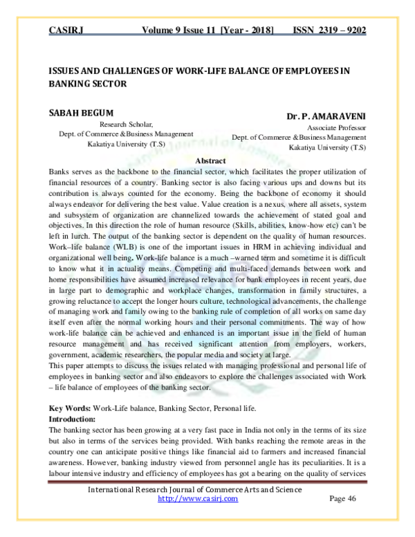 (PDF) ISSUES AND CHALLENGES OF WORK-LIFE BALANCE OF EMPLOYEES IN ...