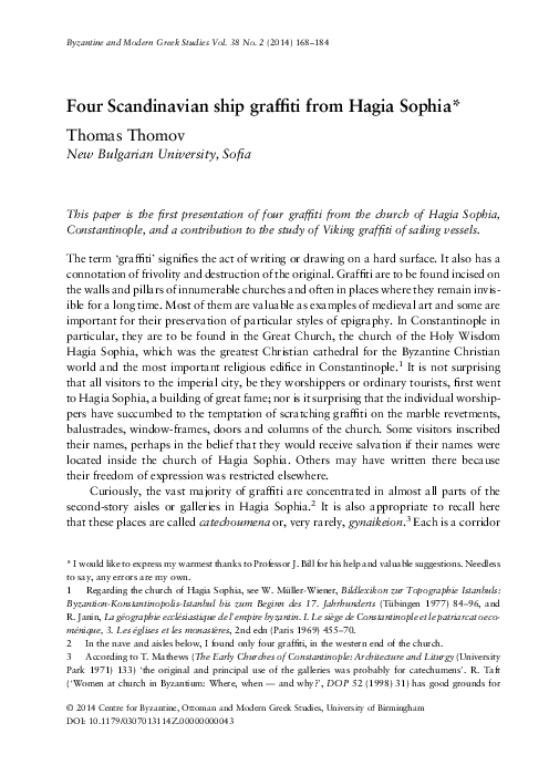 Four Scandinavian ship graffiti from Hagia Sophia