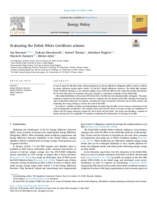 (PDF) Evaluating the Polish White Certificate scheme