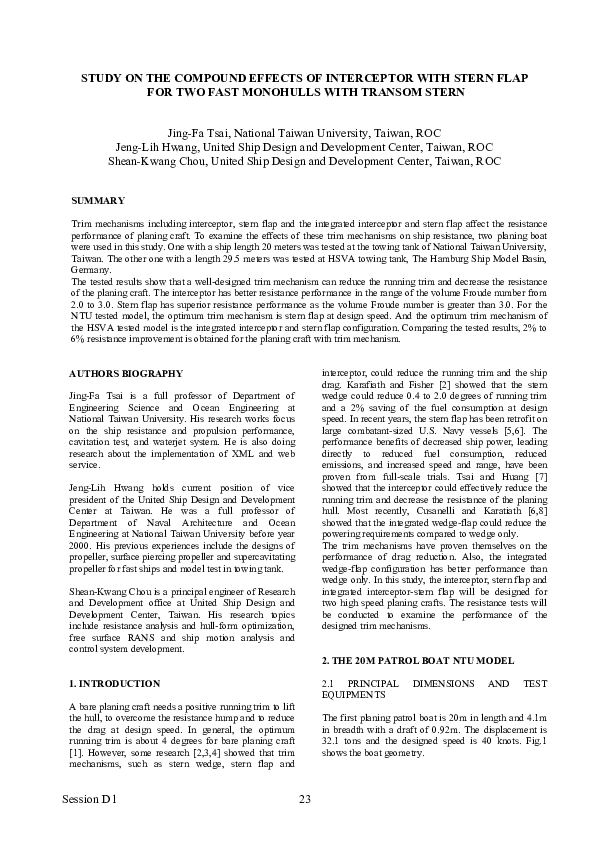 (PDF) STUDY ON THE COMPOUND EFFECTS OF INTERCEPTOR WITH STERN FLAP FOR ...
