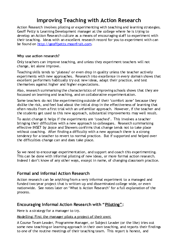 (DOC) Improving Teaching with Action Research