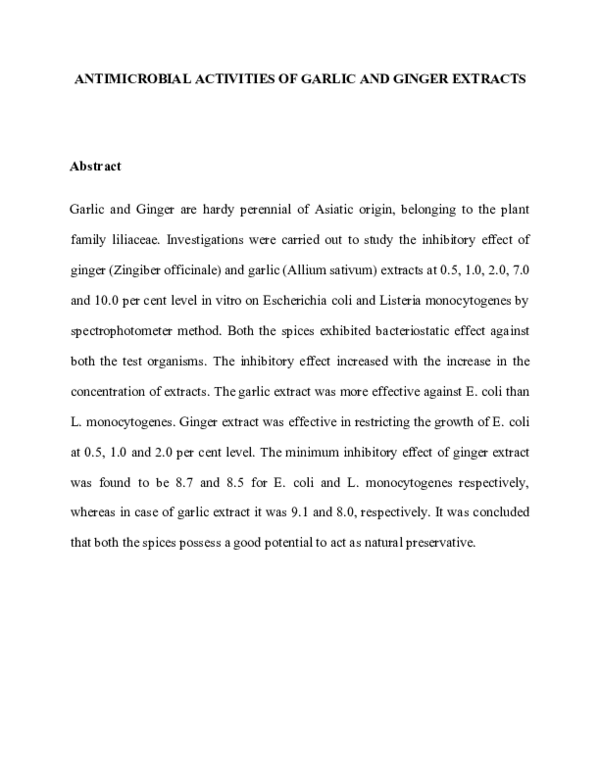 (DOC) ANTIMICROBIAL ACTIVITIES OF GARLIC AND GINGER EXTRACTS20200621