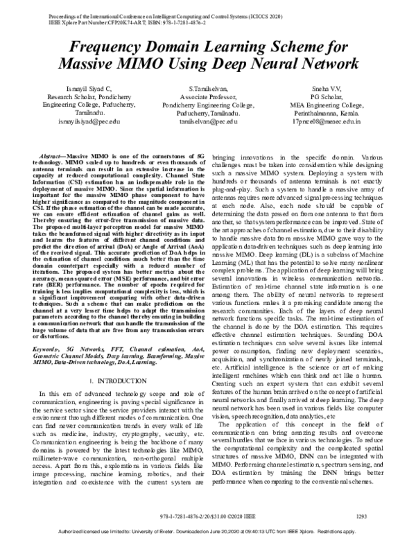 (PDF) Frequency Domain Learning Scheme for Massive MIMO Using Deep ...