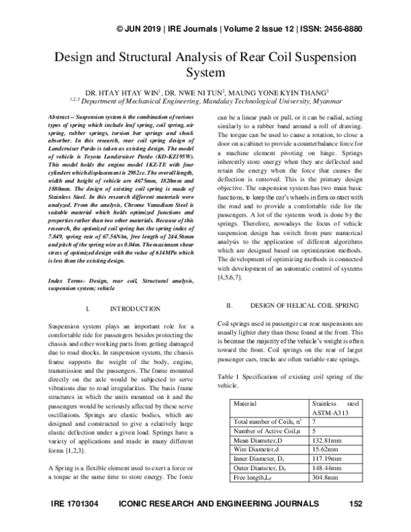 (PDF) Design and Structural Analysis of Rear Coil Suspension System