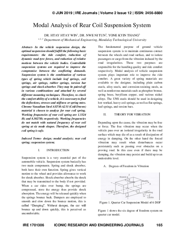 (PDF) Modal Analysis of Rear Coil Suspension System IRE Journals and
