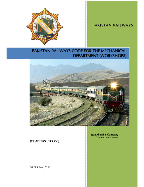 (PDF) PAKISTAN RAILWAYS PAKISTAN RAILWAYS CODE FOR THE MECHANICAL ...