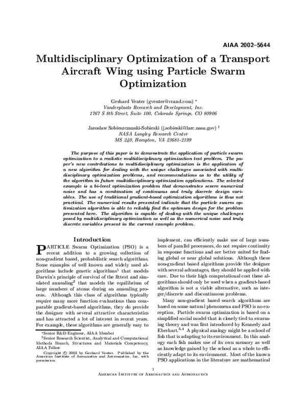 (PDF) Multidisciplinary optimization of a transport aircraft wing using ...