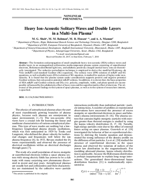 (PDF) Heavy Ion-Acoustic Solitary Waves and Double Layers in a Multi ...