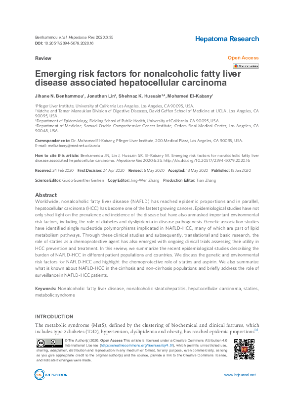 (PDF) Emerging risk factors for nonalcoholic fatty liver disease ...