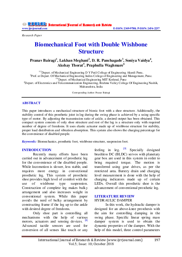 (PDF) Biomechanical Foot with Double Wishbone Structure