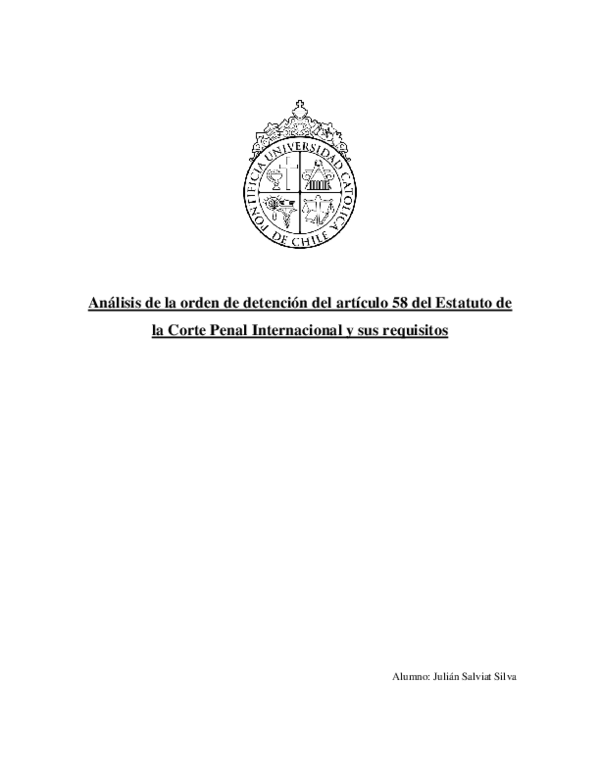 (PDF) Análisis de la orden de detención del artículo 58 del Estatuto de ...
