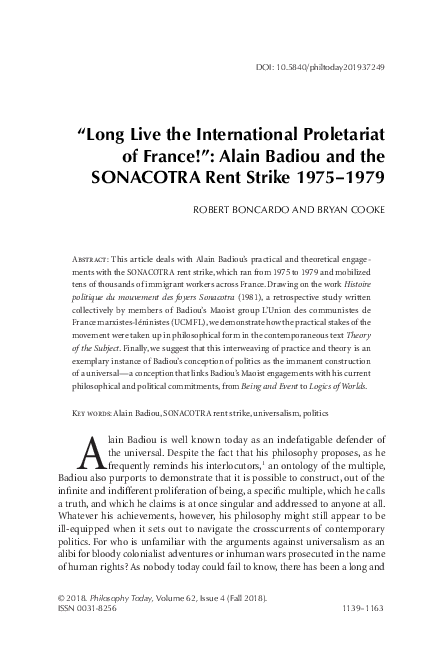 (PDF) Long Live the International Proletariat of France!