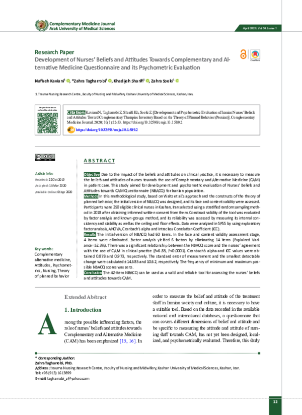 (PDF) Development of Nurses’ Beliefs and Attitudes Towards