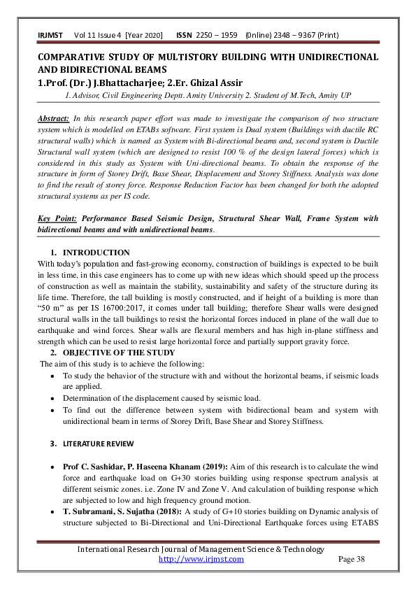 (PDF) COMPARATIVE STUDY OF MULTISTORY BUILDING WITH UNIDIRECTIONAL AND ...
