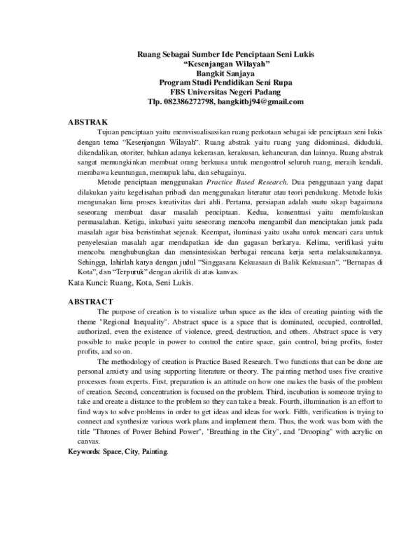 (PDF) Jurnal Bangkit Sanjaya Ruang Sebagai Sumber Ide Penciptaan Seni ...