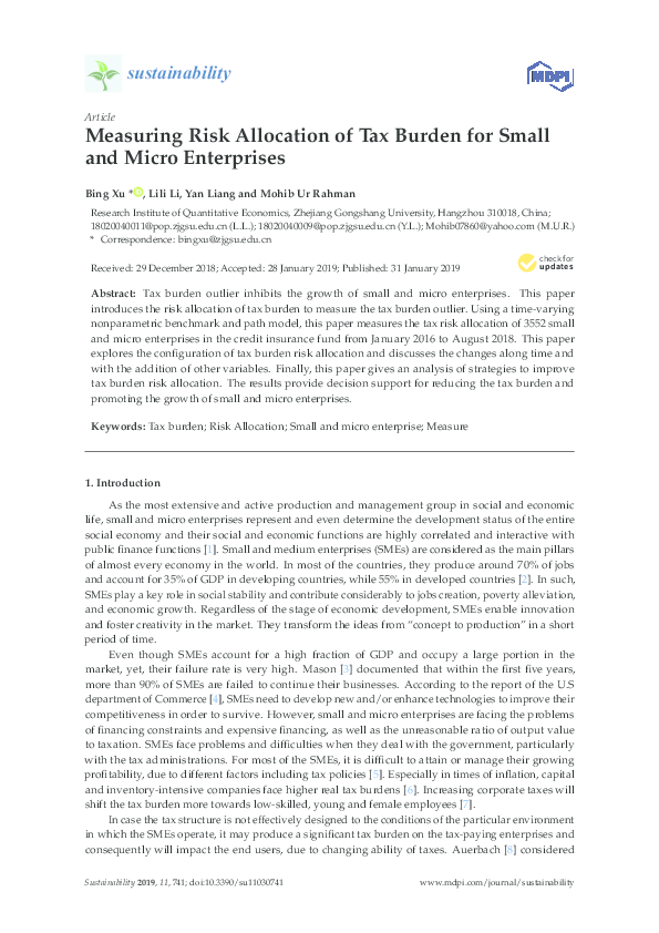 (PDF) Measuring Risk Allocation of Tax Burden for Small and Micro ...