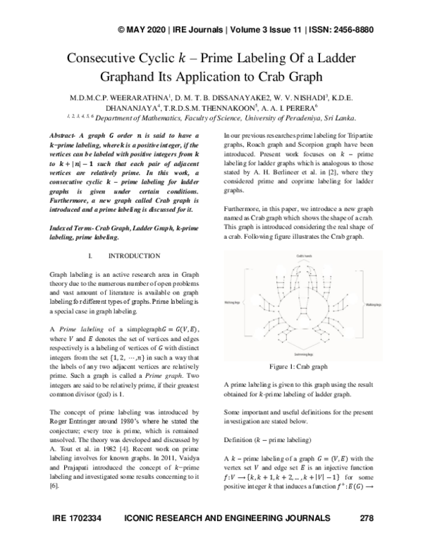 (PDF) Consecutive Cyclic k-Prime Labeling Of a Ladder Graph and Its ...