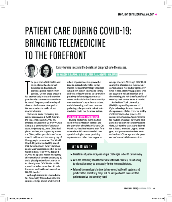 (PDF) Patient Care During COVID-19: Bringing Telemedicine to the Forefront