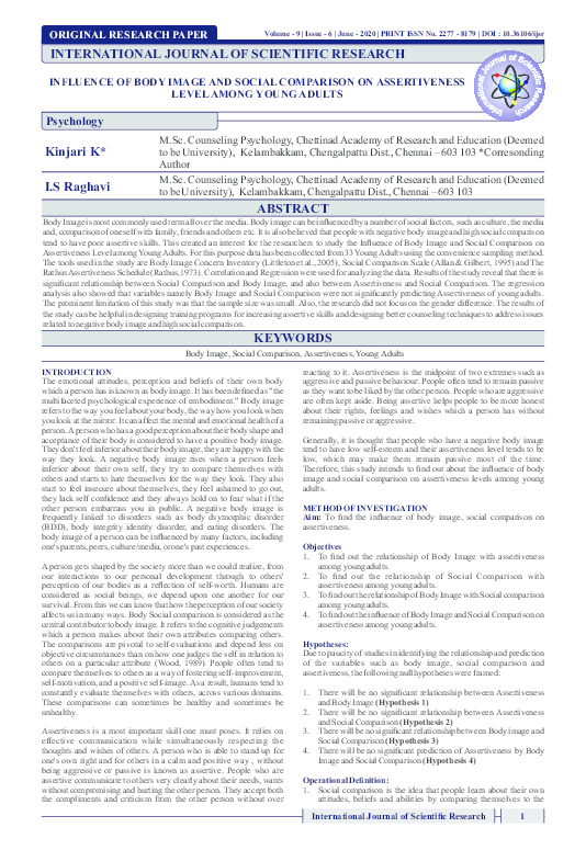 (PDF) Influence Of Body Image And Social Comparison On Assertiveness ...