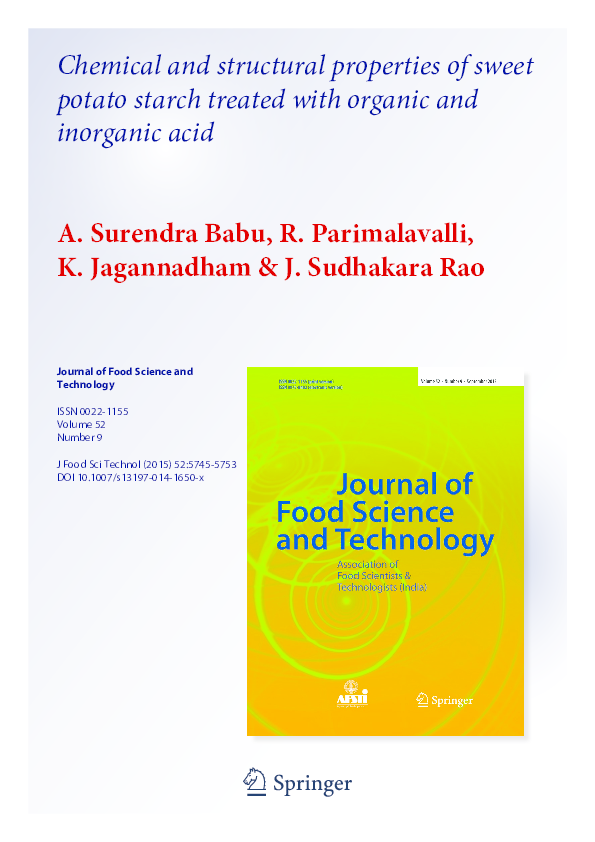 (PDF) Chemical and structural properties of sweet potato starch treated