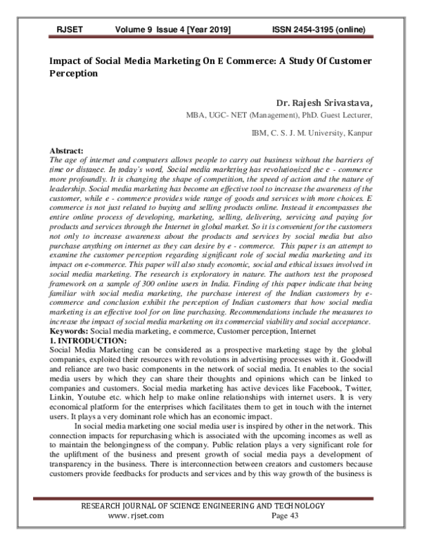 (PDF) Impact Of Social Media Marketing On E Commerce: A Study Of ...