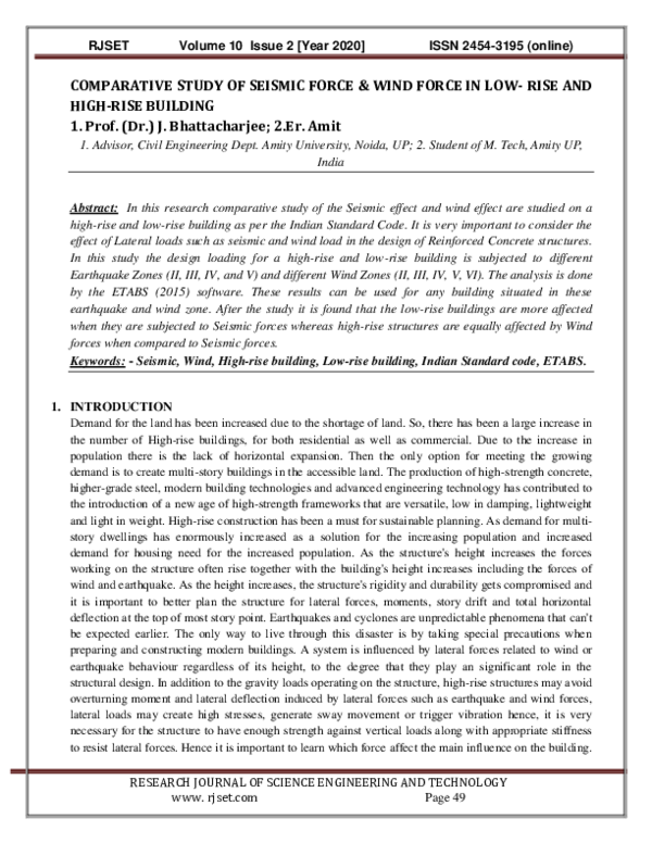 (PDF) COMPARATIVE STUDY OF SEISMIC FORCE & WIND FORCE IN LOW- RISE AND ...