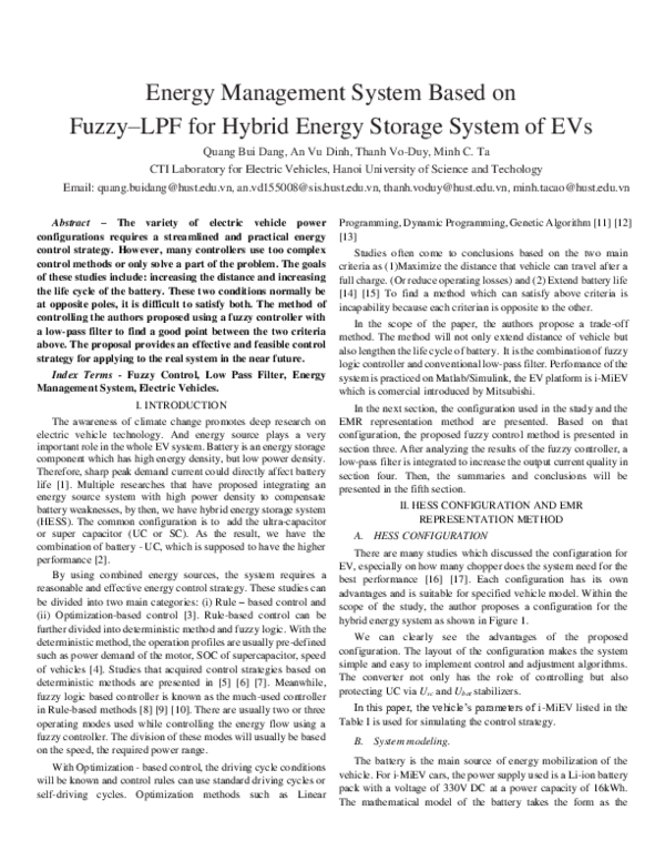(PDF) Energy Management System Based on FuzzyLPF for Hybrid Energy