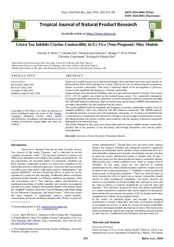 (PDF) Tropical Journal of Natural Product Research Green Tea Inhibits ...