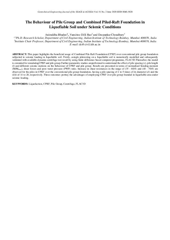 (PDF) The Behaviour of Pile Group and Combined Piled-Raft Foundation in ...