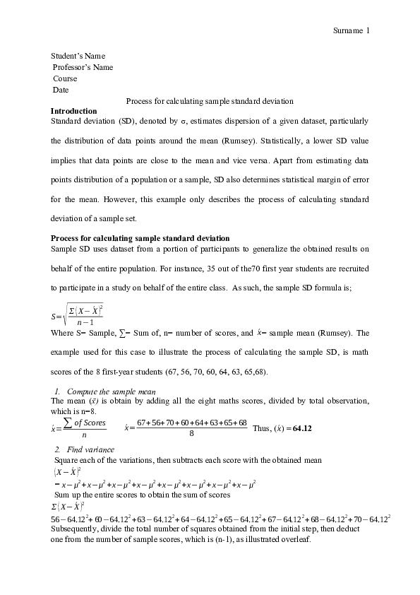 (DOC) Process of calculating Sample Standard Deviation Evans Okumu