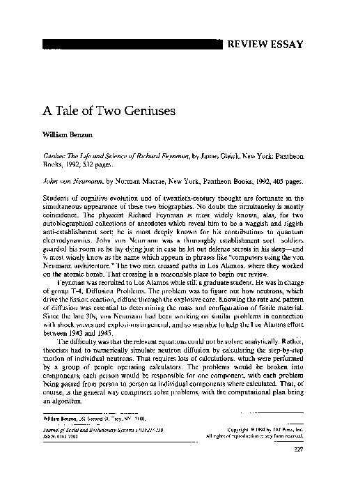 (PDF) A Tale of Two Geniuses