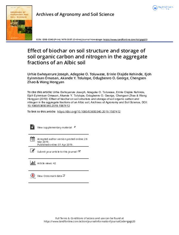 (PDF) Effect of biochar on soil structure and storage of soil organic ...