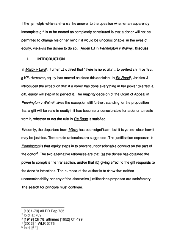 (PDF) Rationales for the Equity to Perfect an Imperfect Gift A