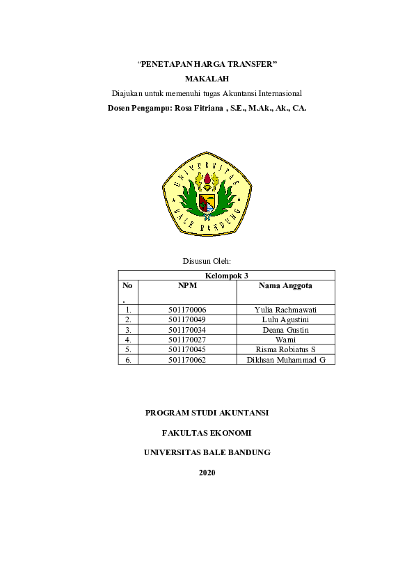 Doc Penetapan Harga Transfer Akuntansi Internasional Lulu Agustini Academia Edu