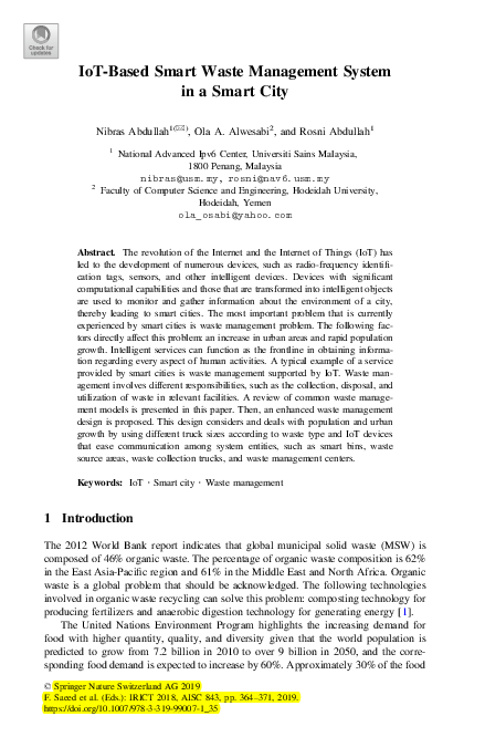 (PDF) IoT-Based Smart Waste Management System in a Smart City