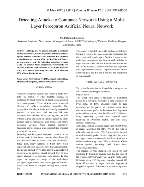 (PDF) Detecting Attacks to Computer Networks Using a Multi- Layer ...