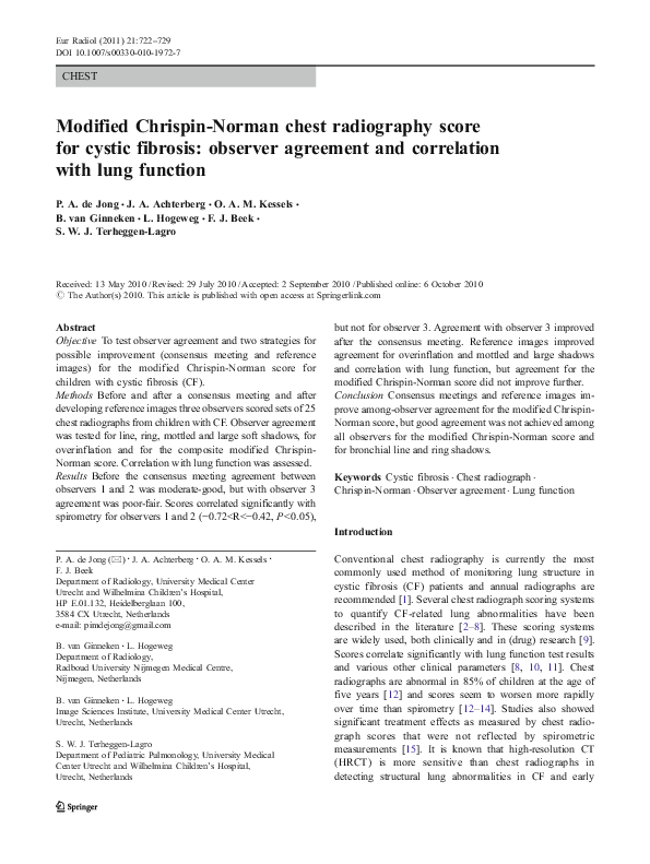 (PDF) Modified Chrispin-Norman chest radiography score for cystic ...