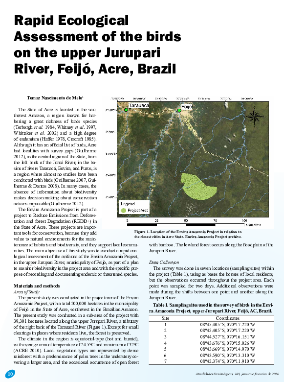 (PDF) Rapid Ecological Assessment of the birds on the upper Jurupari ...